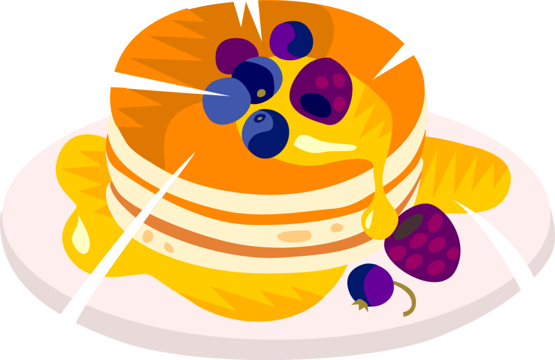 Vector Illustration of Layered Sponge Cake Dessert with Creamy Filling and Blueberry Fruit