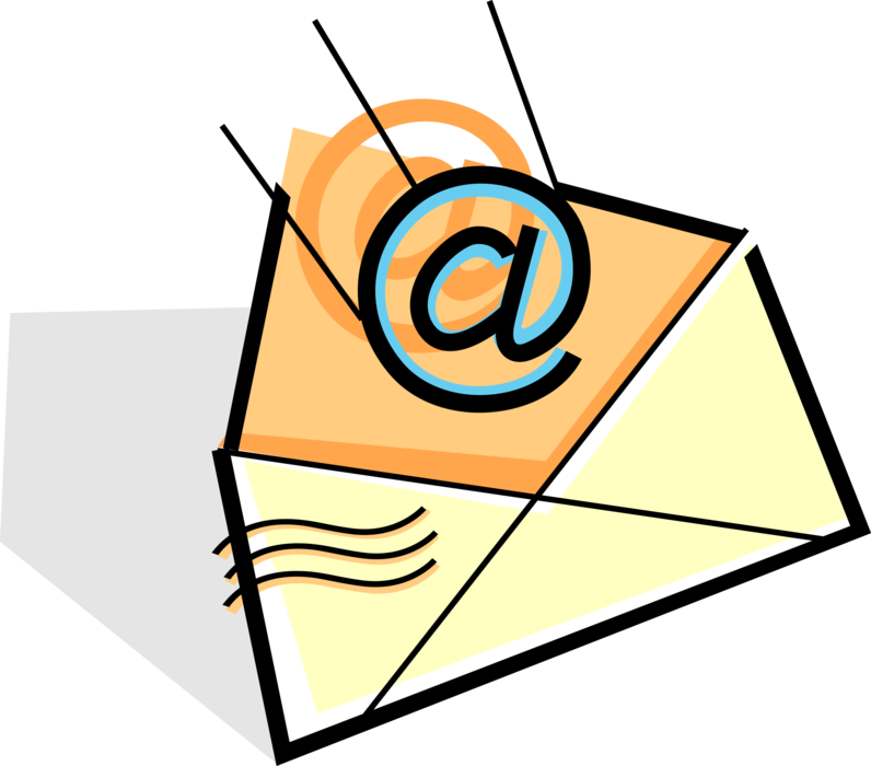 Vector Illustration of Electronic Mail Email Correspondence @ Sign with Letter Envelope