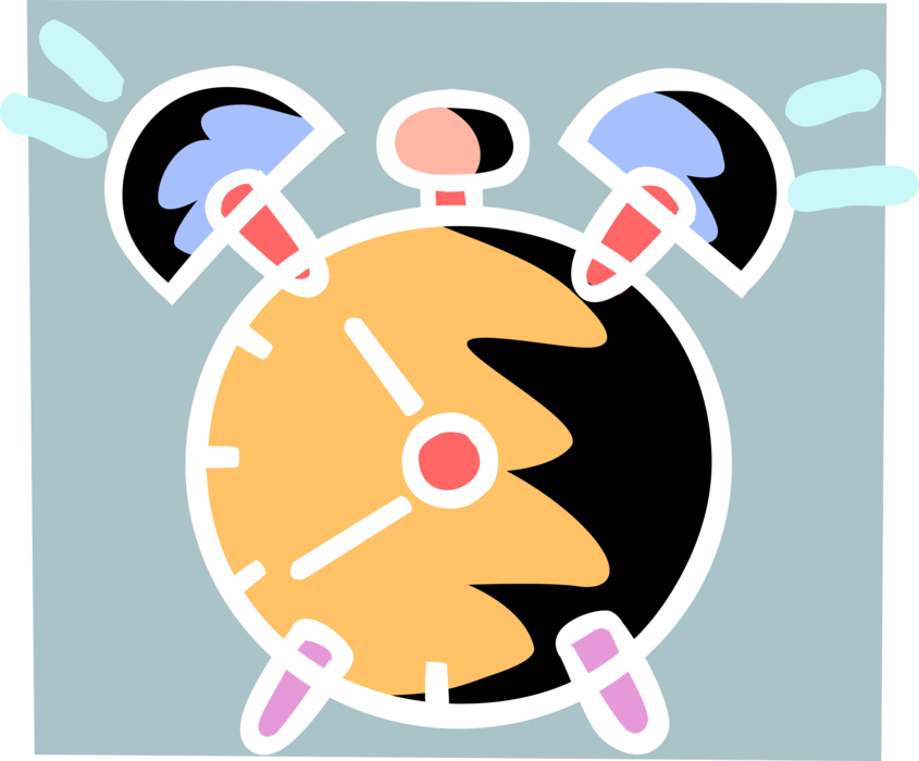 Vector Illustration of Alarm Clock Ringing Its Morning Wake-Up Call