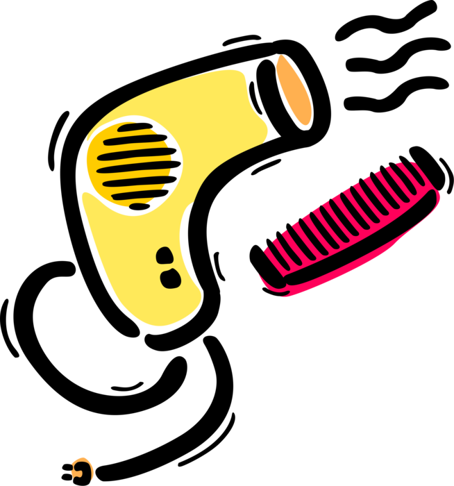 Vector Illustration of Portable Electric Hair Dryer or Blow Dryer 