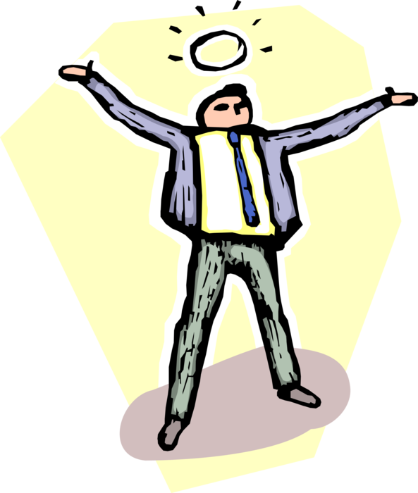 Vector Illustration of Businessman Saint with Halo is Corporate Hero