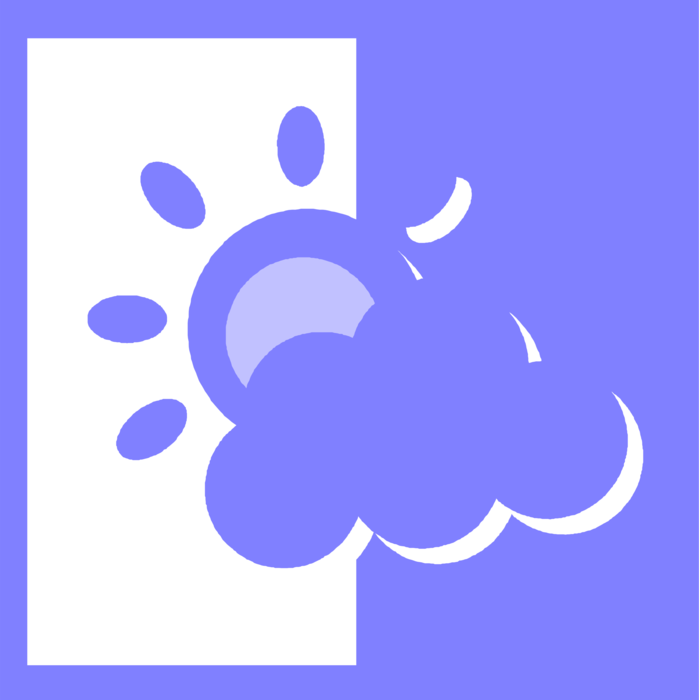 Vector Illustration of Weather Forecast Clouds with Sunshine