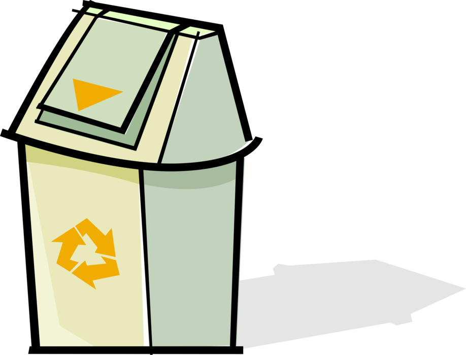 Vector Illustration of Waste Basket, Dustbin, Garbage Can, Trash Can for Rubbish with Recycling Logo