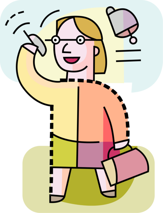 Vector Illustration of Woman Talks on Mobile Cellular Cell Phone Telephone