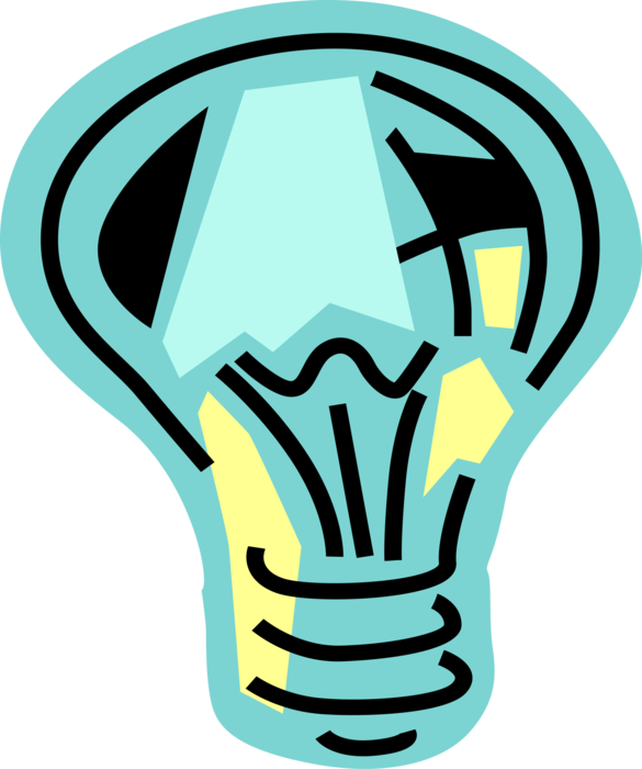 Vector Illustration of Electric Light Bulb Symbol of Invention, Innovation, Inspiration and Good Ideas