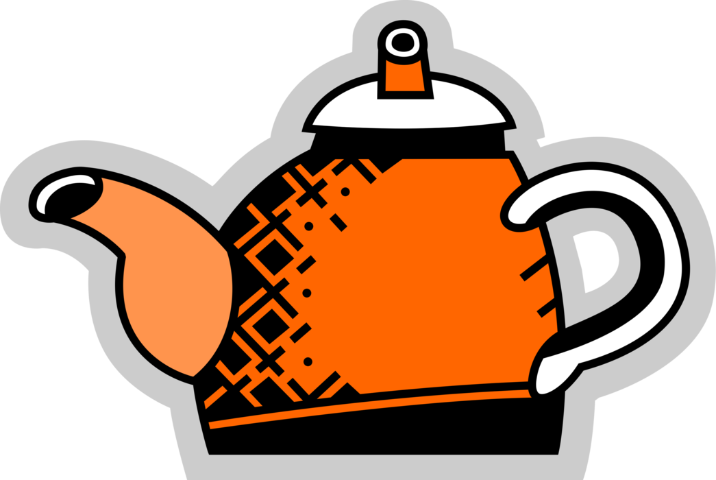 Vector Illustration of Teapot with Spout and Handle Serves Freshly Steeped Tea Leaves