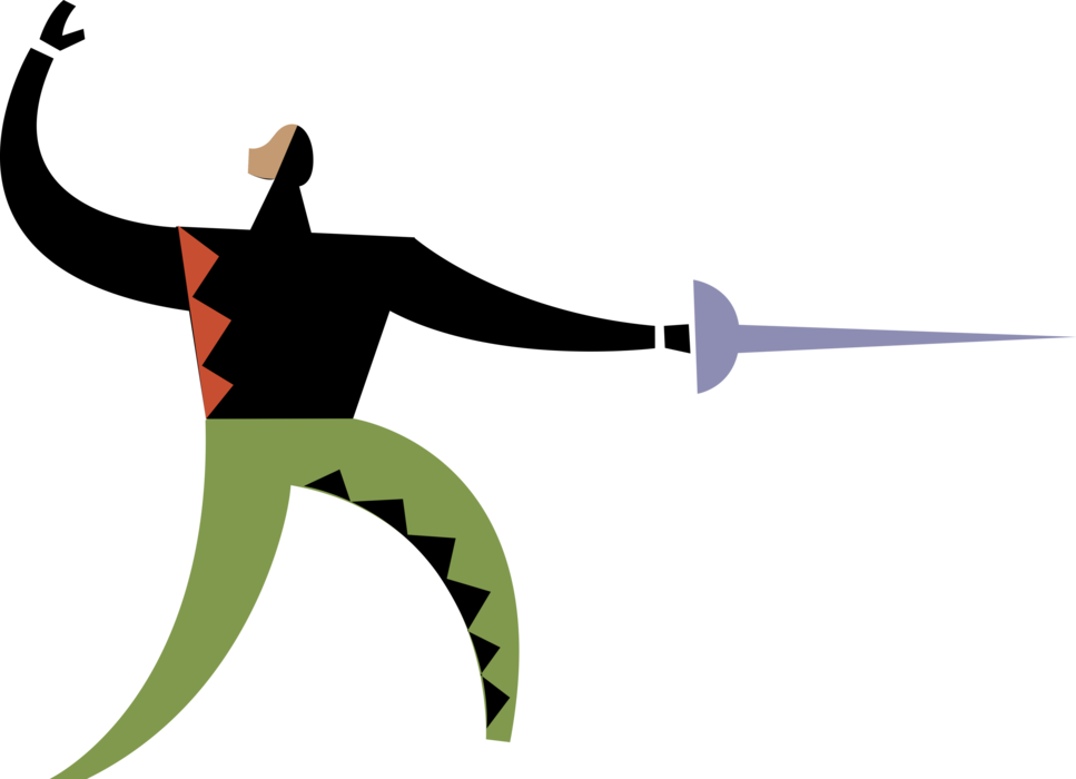 Vector Illustration of Fencer with Foil Sword Fencing