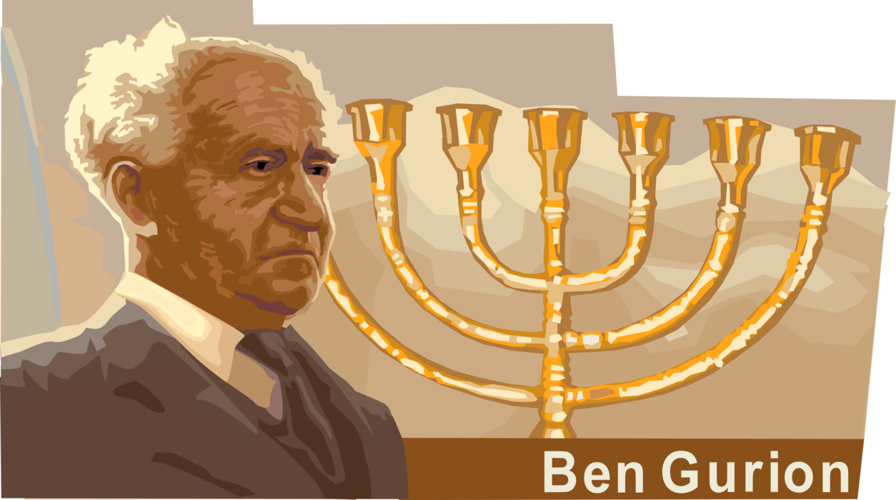 Vector Illustration of David Ben-Gurion, Founder of State of Israel, First Prime Minister of Israel