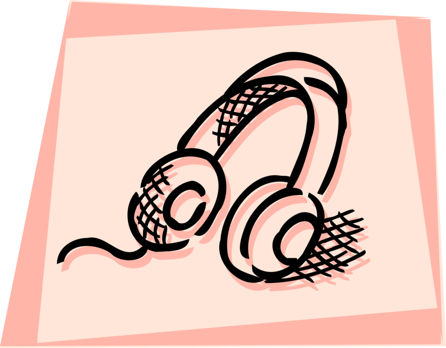 Vector Illustration of Listening Device Headphones Earspeakers or Earphones