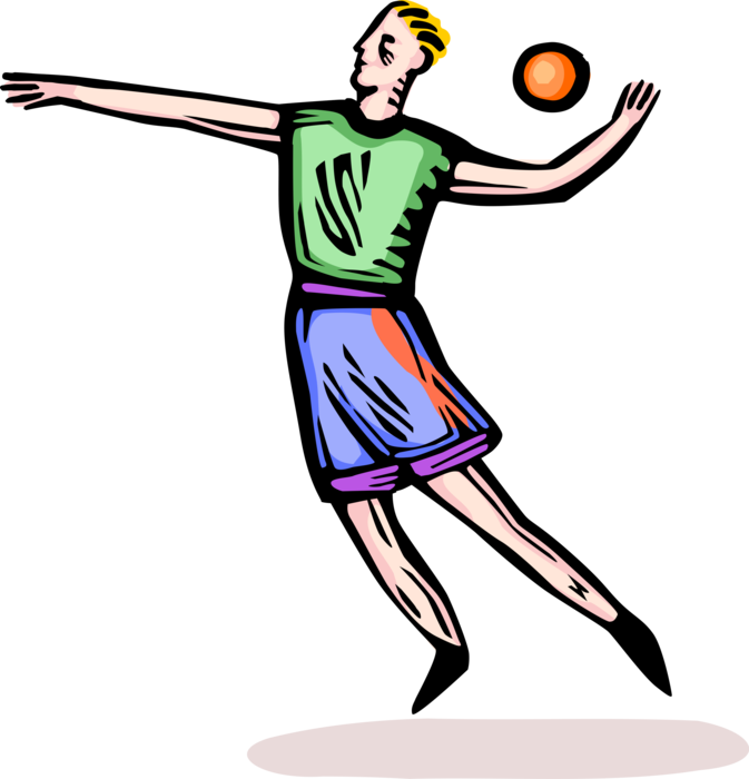 Vector Illustration of Handball Player Uses Hand to Hit Small Rubber Ball Against Wall