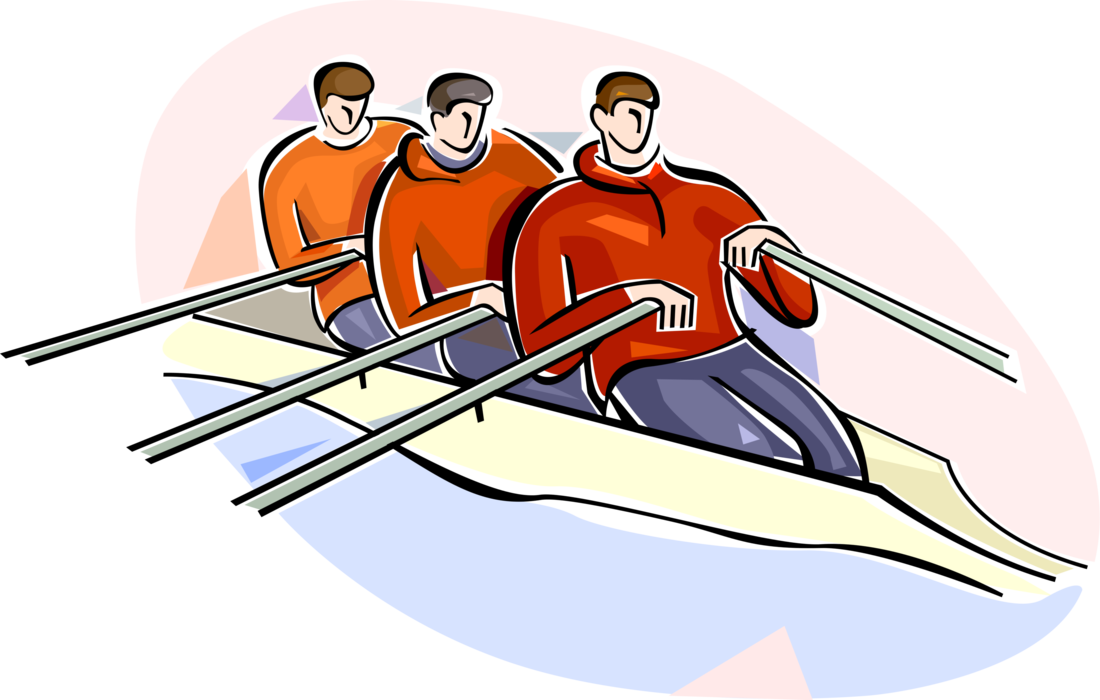 Vector Illustration of Scullers Rowing Sculling Boat in Race Competition on Water