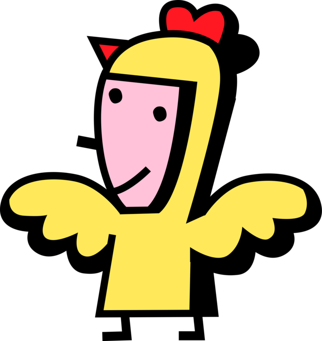 Vector Illustration of Boy in Easter Yellow Chick Costume