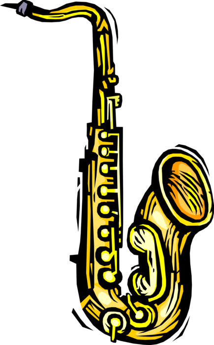 Vector Illustration of Saxophone Brass Single-Reed Mouthpiece Woodwind Musical Instrument