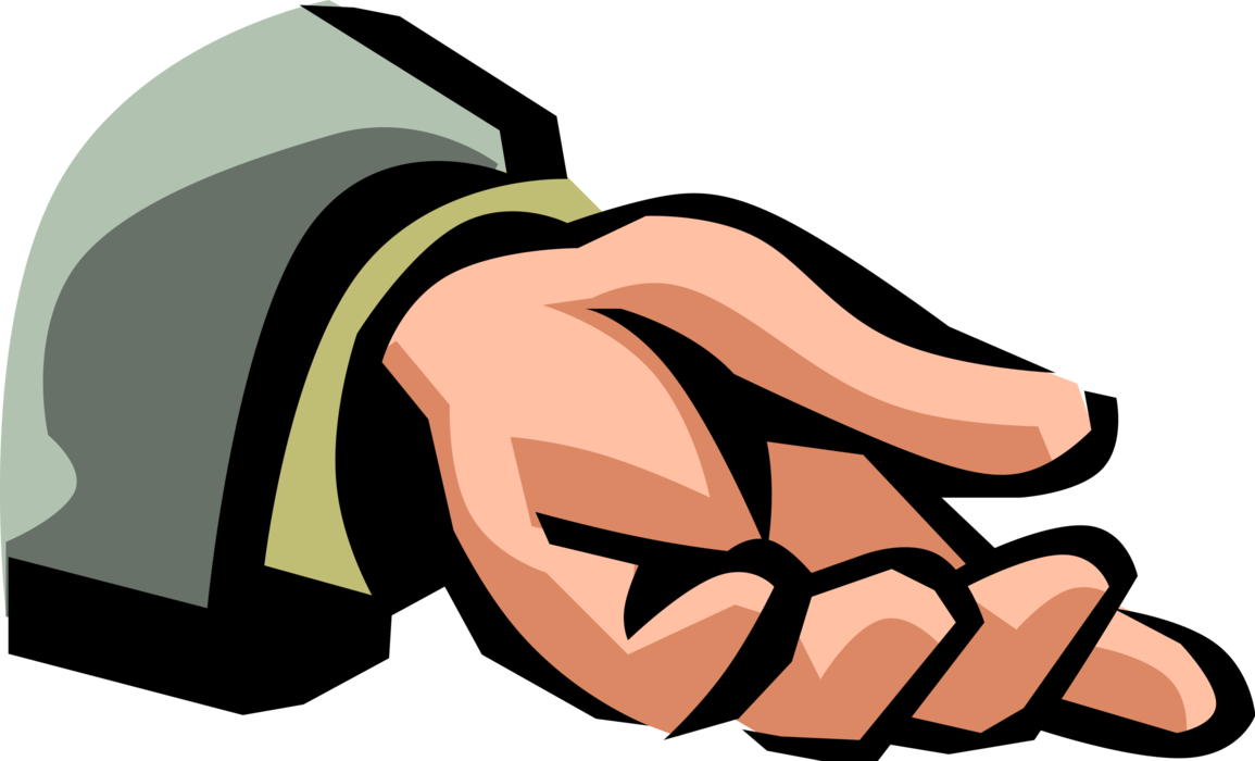 Vector Illustration of Outstretched Hand Looking for Handout