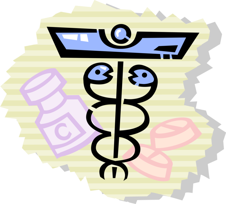 Vector Illustration of Caduceus Staff Entwined by Two Serpents Symbol of Health Care Organizations and Medical Practice