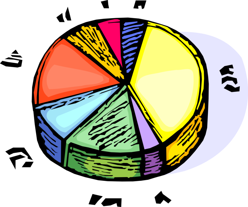 Vector Illustration of Pie Chart Statistical Infographic Divided into Slices to Illustrate Numerical Proportion