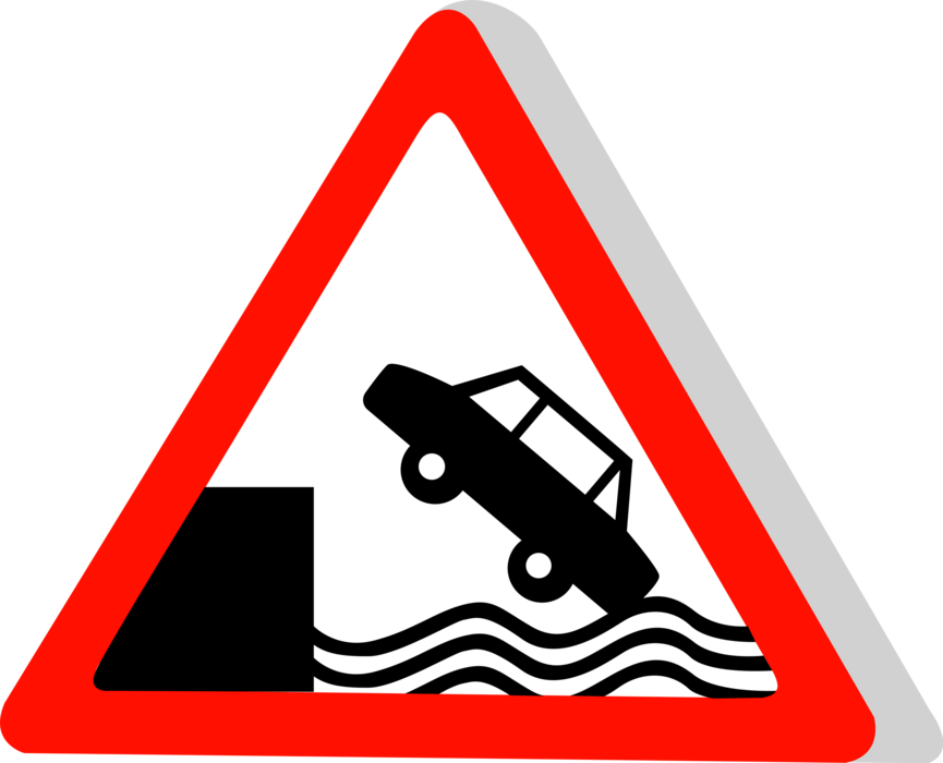 Vector Illustration of European Union EU Traffic Highway Road Sign, River Bank