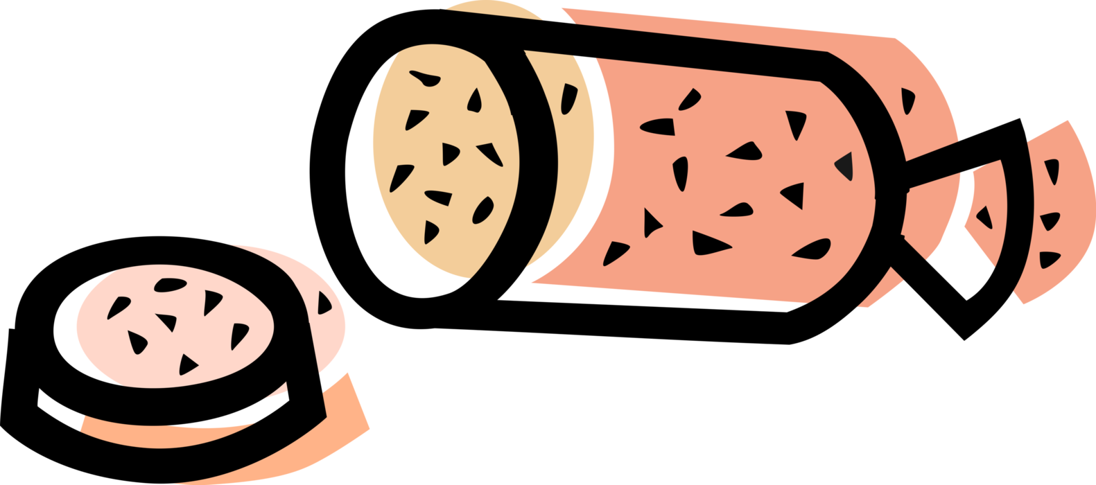 Vector Illustration of Salami Cured Sausage Fermented and Air-Dried Meat