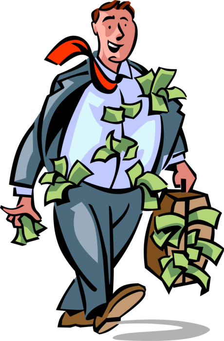 Vector Illustration of Insatiable Money Grubber Obsessed with Making as Much Money as Humanly Possible