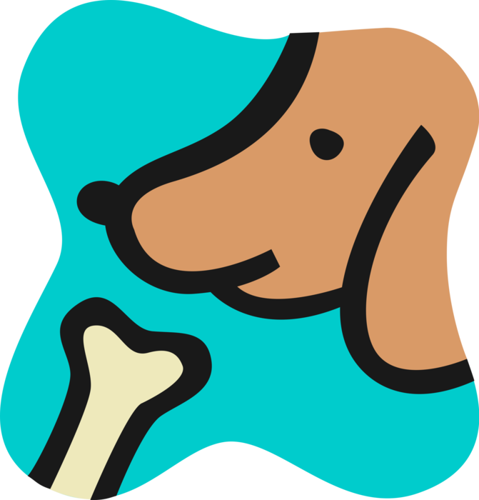 Vector Illustration of Family Pet Dog and Bone