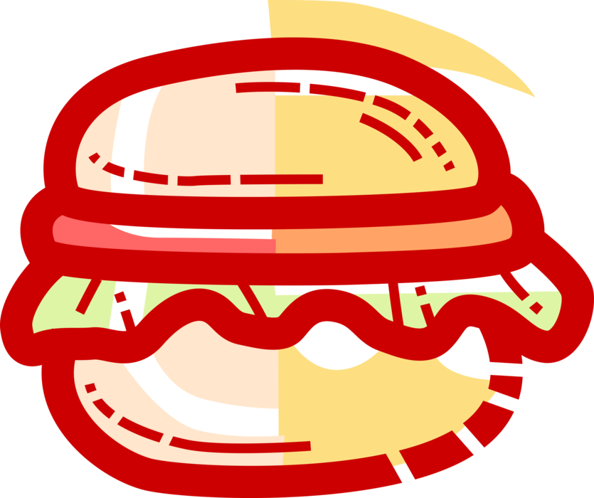 Vector Illustration of Fast Food Hamburger Meal in Bun