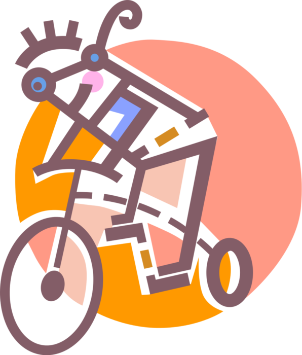 Vector Illustration of Recreational Cyclist Rides Bicycle Bike