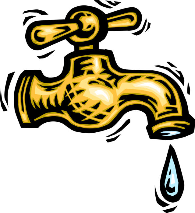 Vector Illustration of Dripping Water Tap Sink Faucet