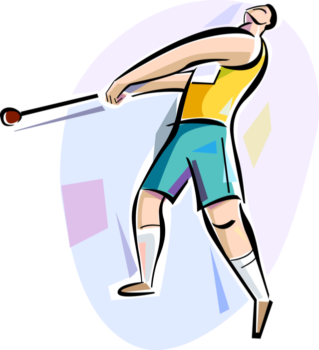 Vector Illustration of Track and Field Athletic Sport Contest Hammer Throw Spinning within the Circle