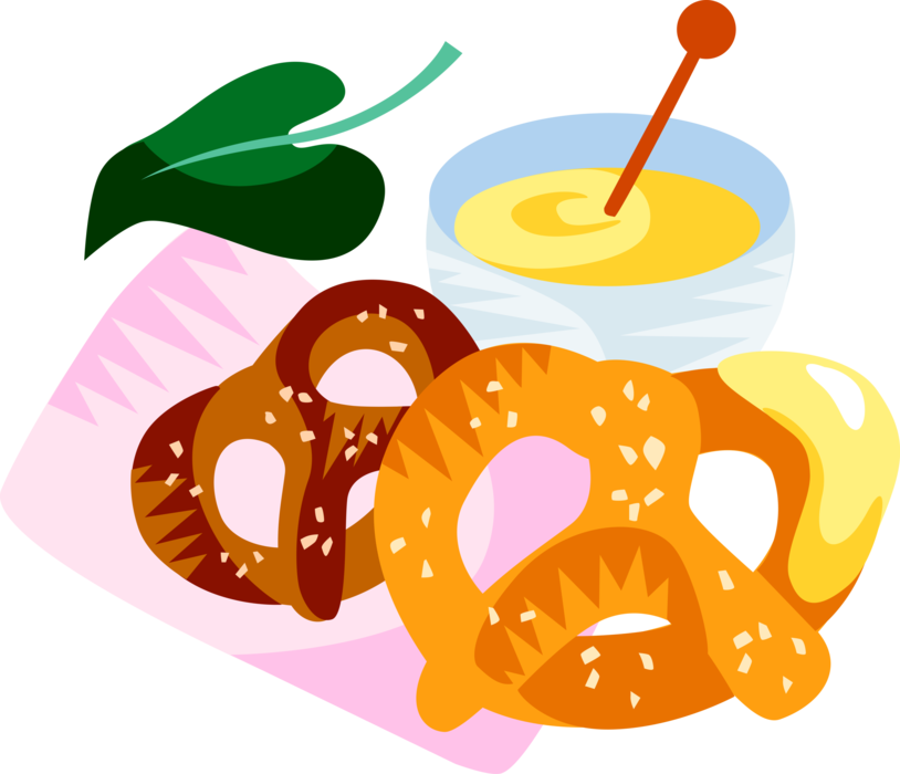 Vector Illustration of German Pretzels and Mustard