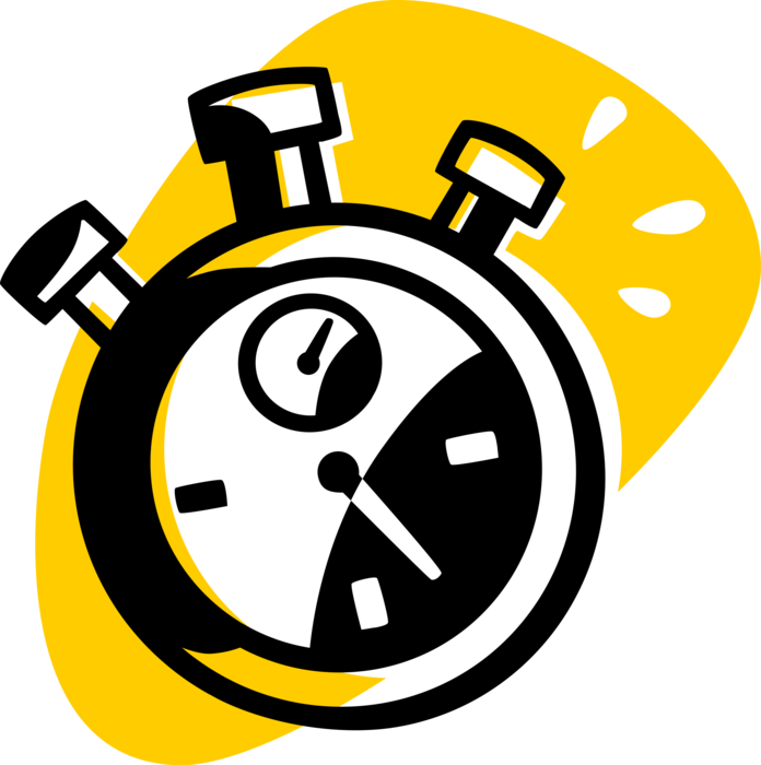 Vector Illustration of Stopwatch Handheld Timepiece Measures Elapsed Time