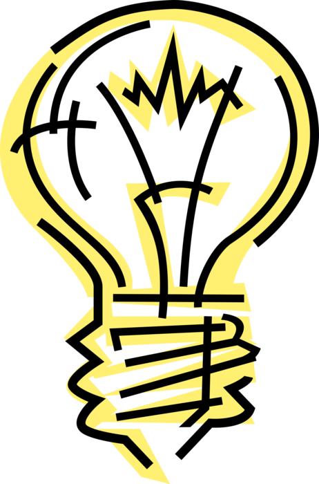 Vector Illustration of Electric Light Bulb Symbol of Invention, Innovation, Inspiration and Good Ideas