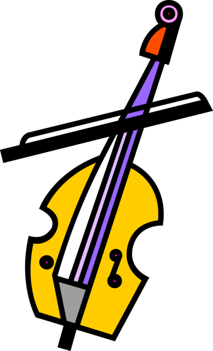 Vector Illustration of Cello Bowed String Musical Instrument