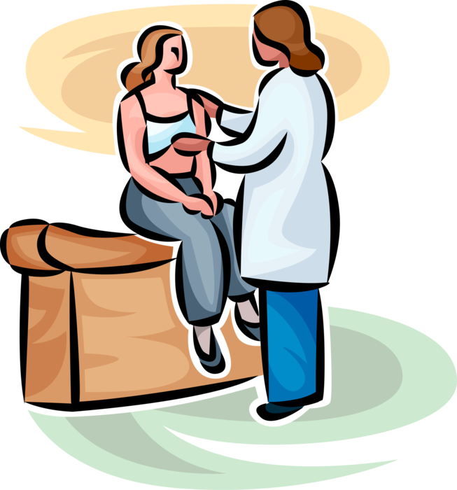 Vector Illustration of Patient Receives Physical Examination at Health Care Professional Doctor Physician's Office