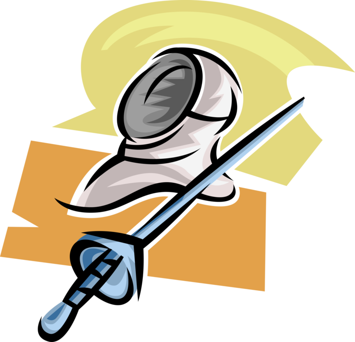Vector Illustration of Foilsman's Helmet and Sword Foil