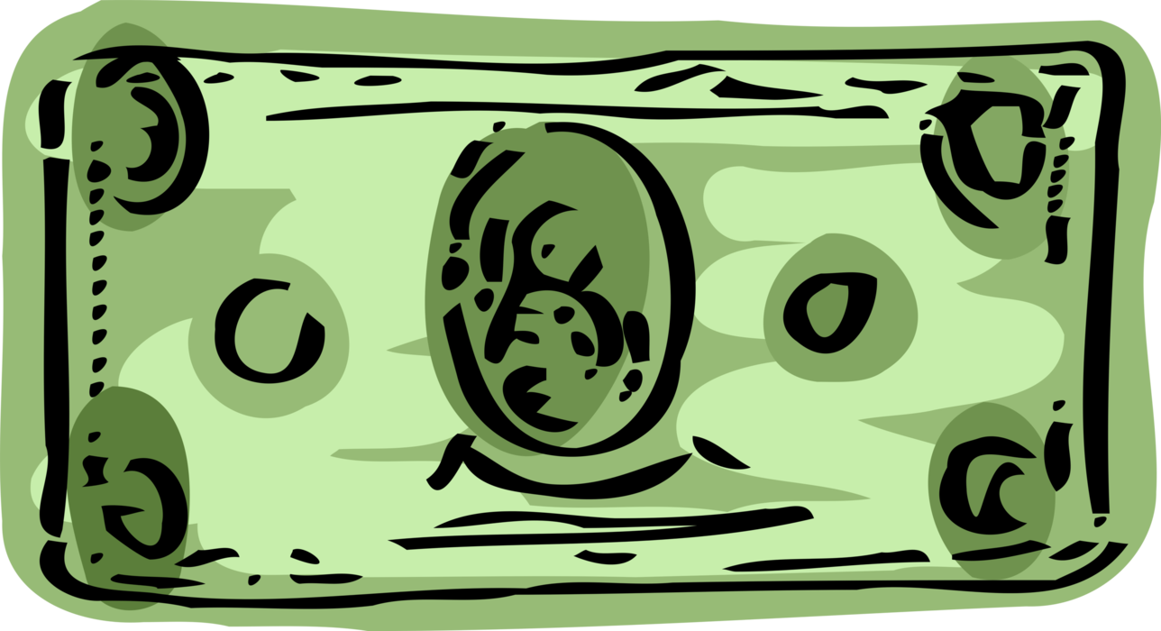 Vector Illustration of Dollar Bill Cash Paper Money Monetary Currency of the United States
