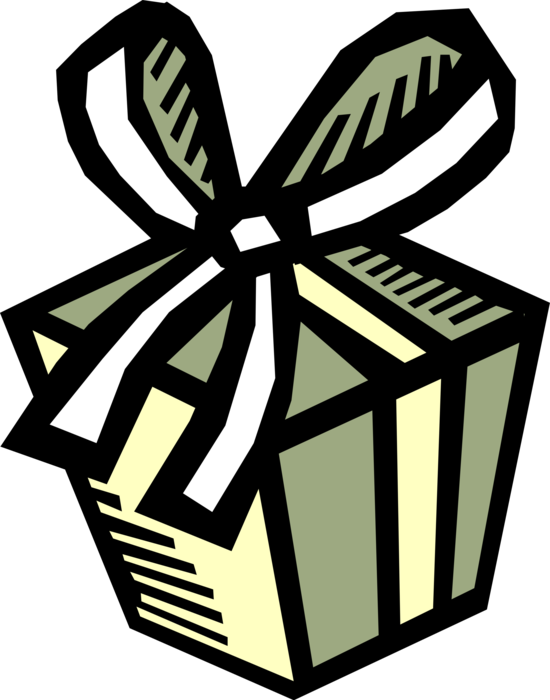 Vector Illustration of Gift Wrapped Birthday, Anniversary, or Christmas Present with Ribbon Bow