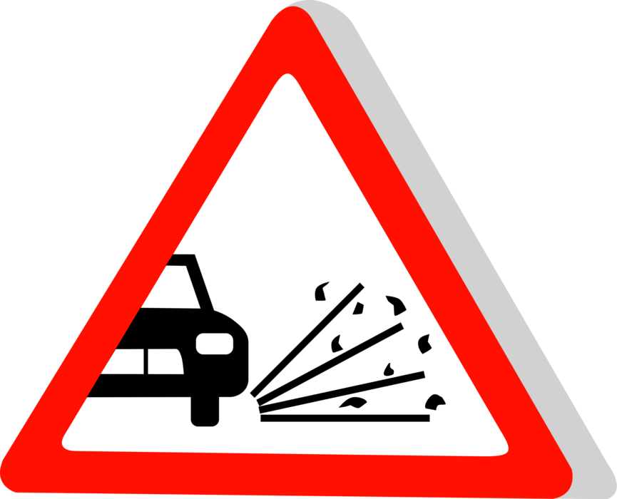 Vector Illustration of European Union EU Traffic Highway Road Sign, Loose Gravel