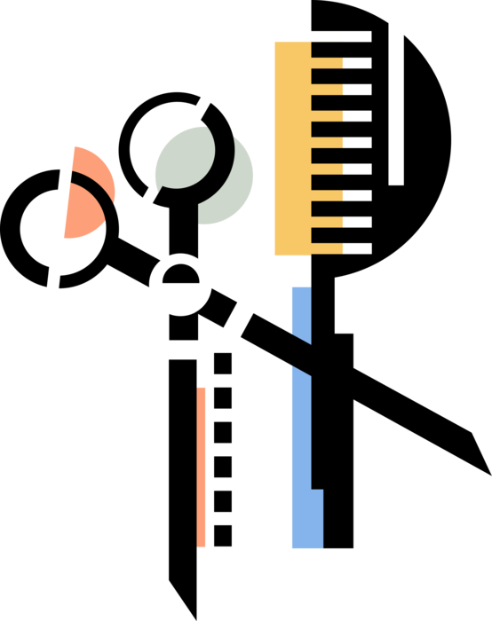 Vector Illustration of Hairdresser Beauty Salon Scissors and Hair Comb