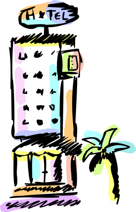 Vector Illustration of Vacation Travel Hotel Provides Paid Lodging Accommodation