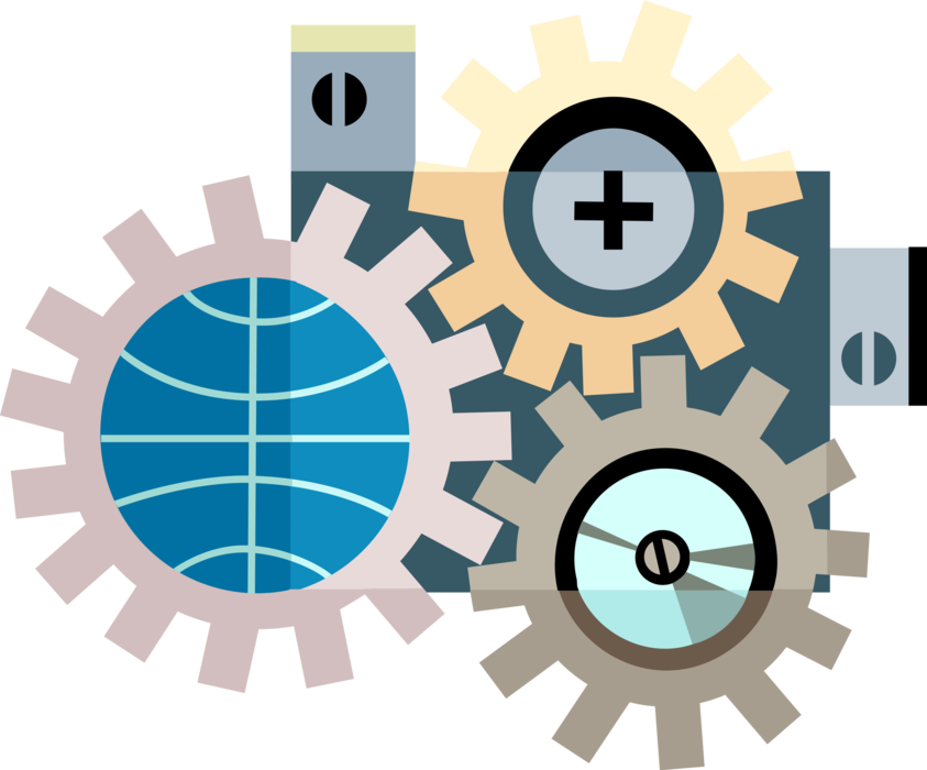 Vector Illustration of Industrial Gear Cogwheel Rotating Machine Mechanism