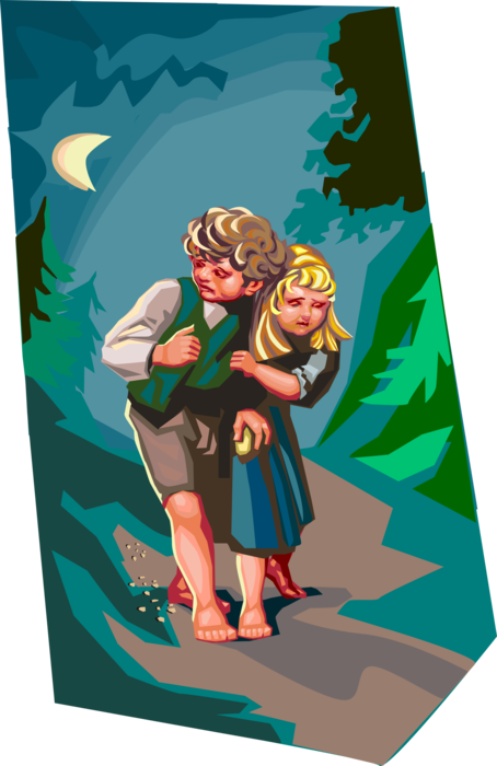 Vector Illustration of Fable Characters Based on Hänsel and Gretel