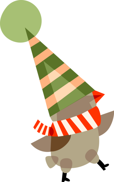 Vector Illustration of Santa's Workshop Helper Wearing Hat