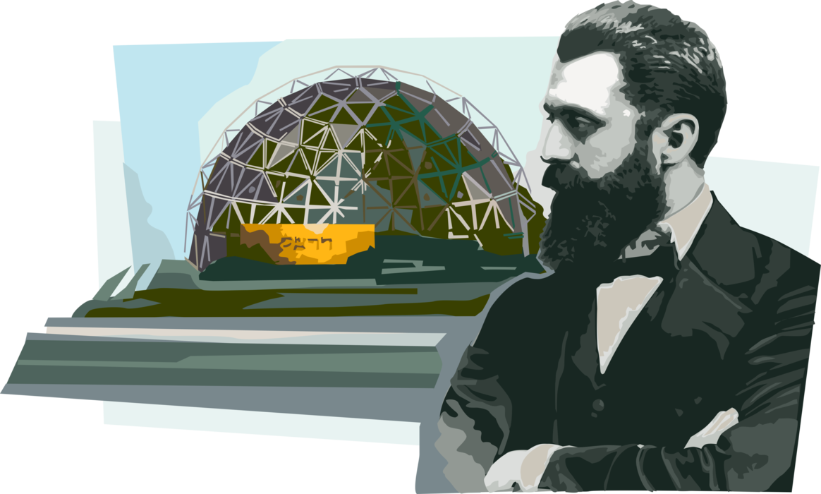 Vector Illustration of Theodor Herzl, Journalist, Playwright, Political Activist, Writer and Founder of Modern Zionism