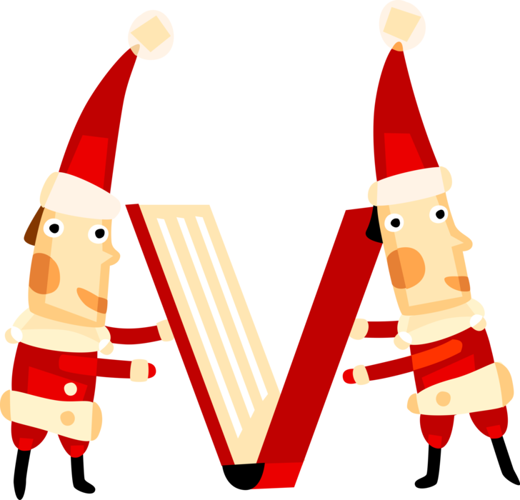 Vector Illustration of Holiday Festive Season Christmas Elves Close Book