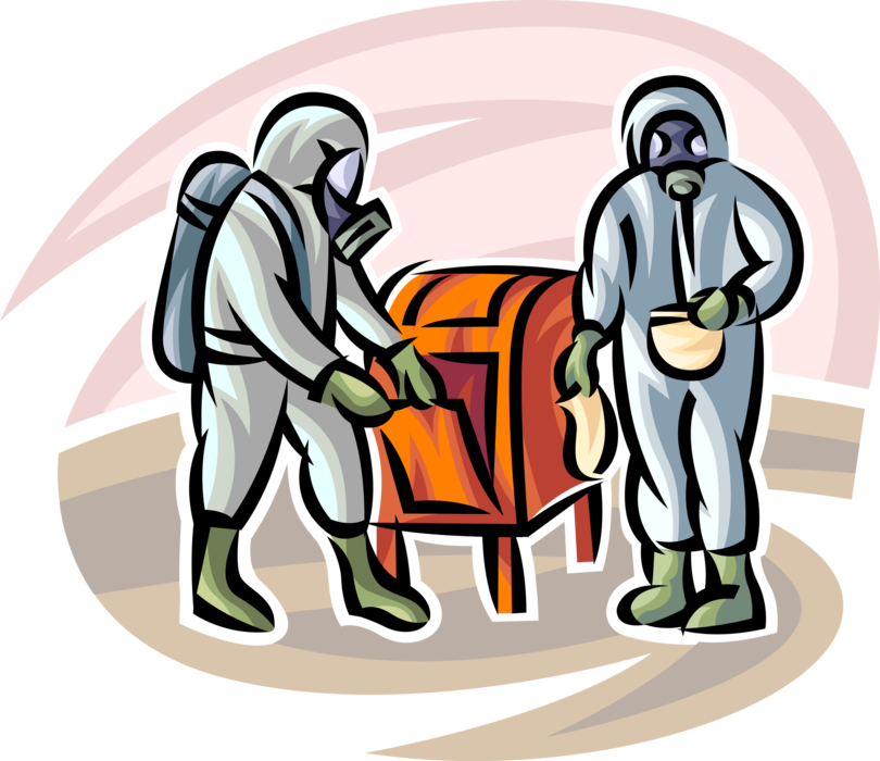 Vector Illustration of Homeland Security Personnel in Hazmat Suits Check Mailbox for Toxic Chemicals