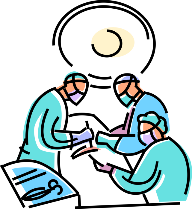 Vector Illustration of Health Care Professional Doctor Physicians in Hospital Operating Room Surgery on Patient