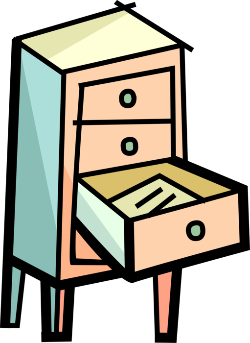 Vector Illustration of Home Furnishings Dresser Bureau and Drawers