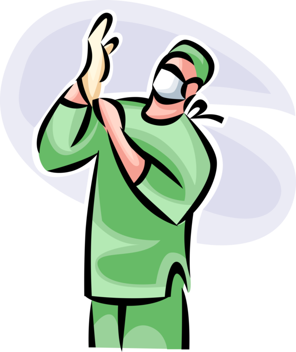 Vector Illustration of Health Care Professional Doctor Physician Prepares for Hospital Operating Room Surgery