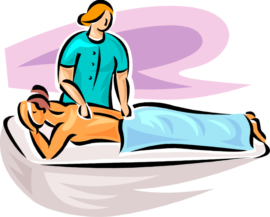 Vector Illustration of Massage Therapist Masseuse Promotes Relaxation and Well-Being