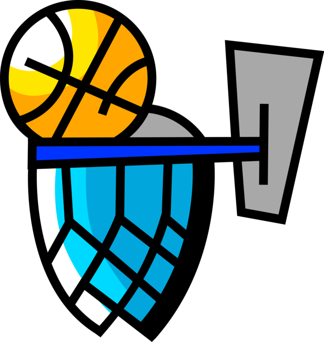 Vector Illustration of Sport of Basketball Game Ball and Hoop Goal Net